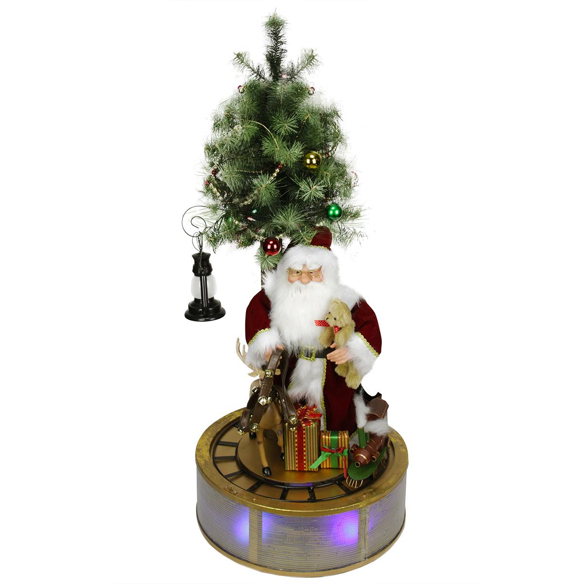 Northlight Seasonal 48" Musical LED Lighted Santa Claus with Rotating Train Christmas Decor