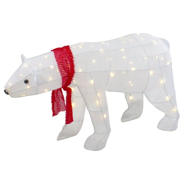 Northlight Seasonal 32" LED Lighted Tinsel Polar Bear Outdoor Christmas Decoration