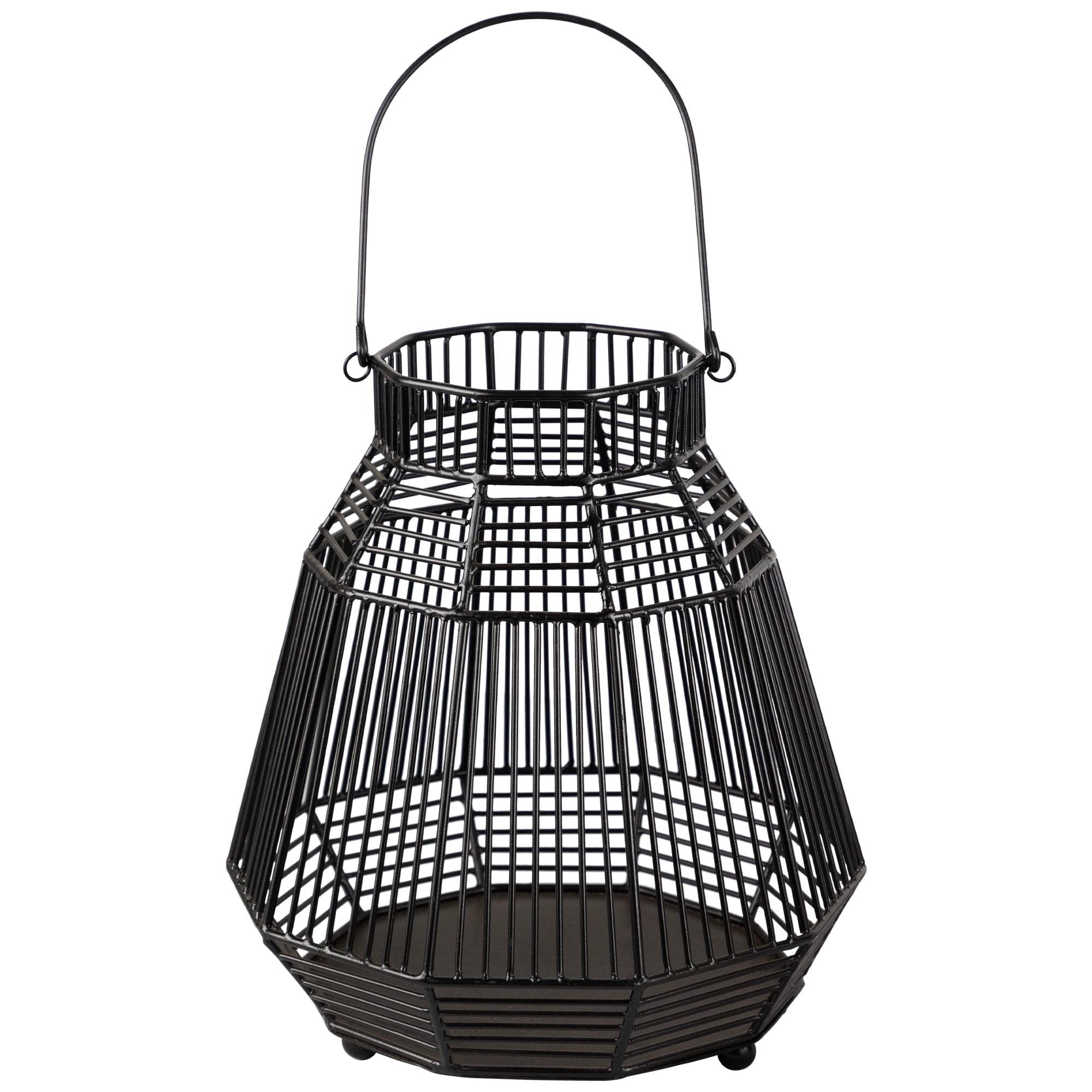 Northlight Large Geometric Iron Hurricane Candle Lantern - 11.25" - Black