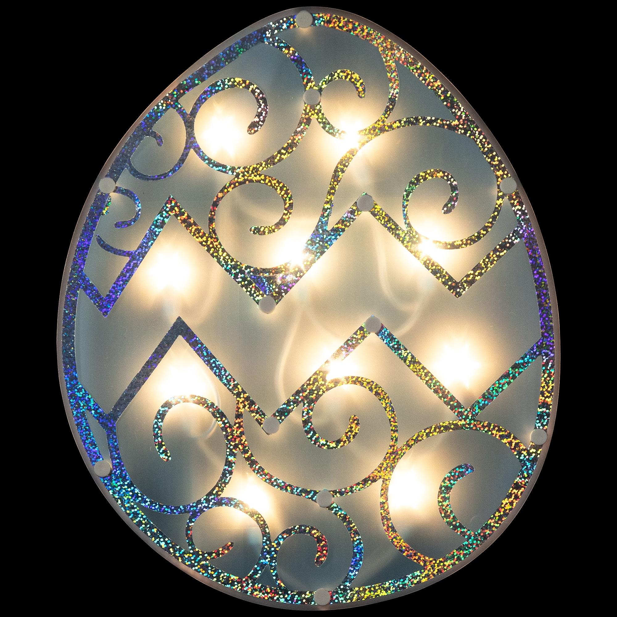 Northlight Lighted Easter Egg Window Decoration - 12" - Blue