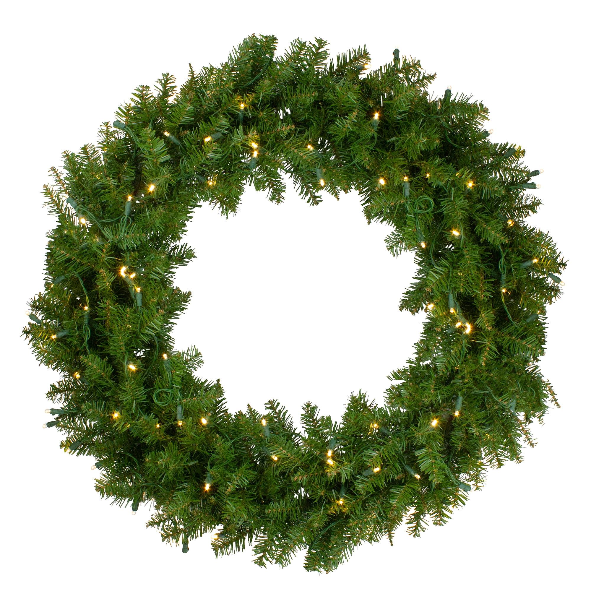 36'' Pre-Lit Northern Pine Artificial Christmas Wreath with Warm White LED Lights