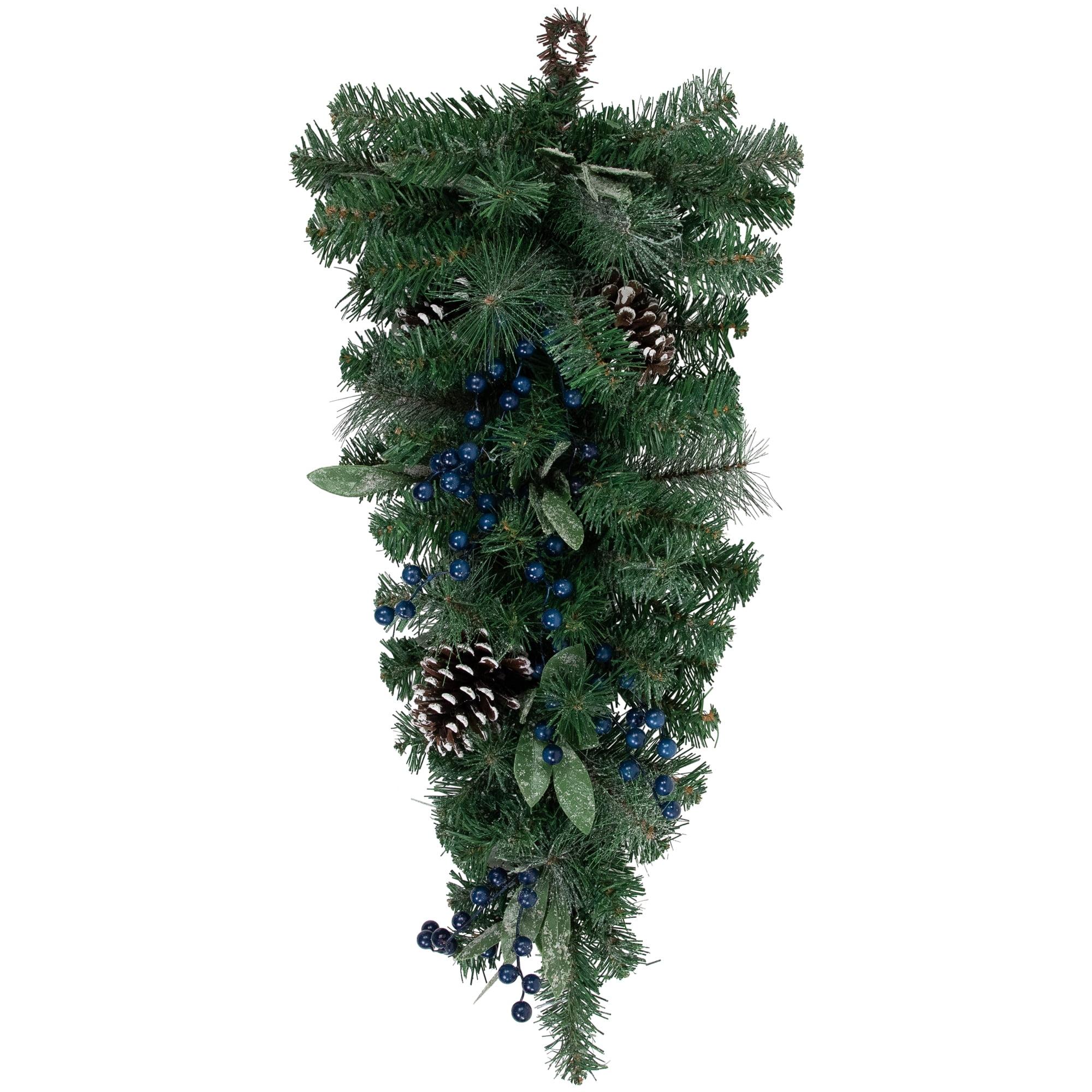 Northlight Seasonal 28" Mixed Pine and Blueberries Artificial Christmas Teardrop Swag - Unlit