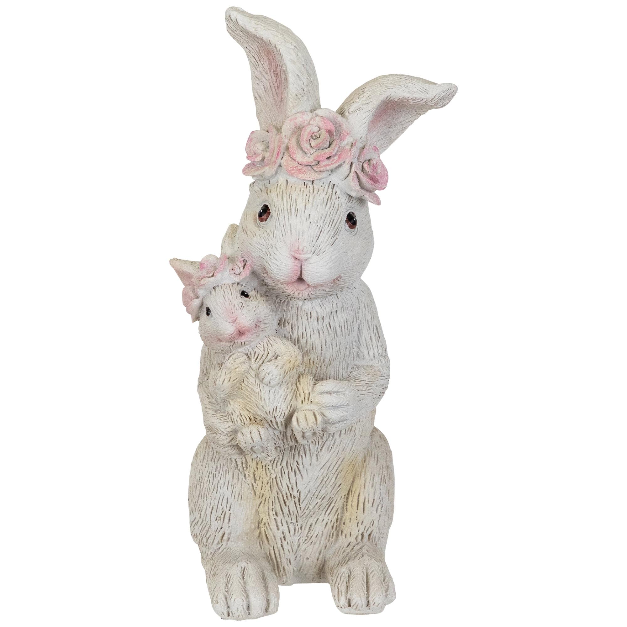 Northlight Mother and Baby Bunny Outdoor Garden Easter Statue - 9.25"