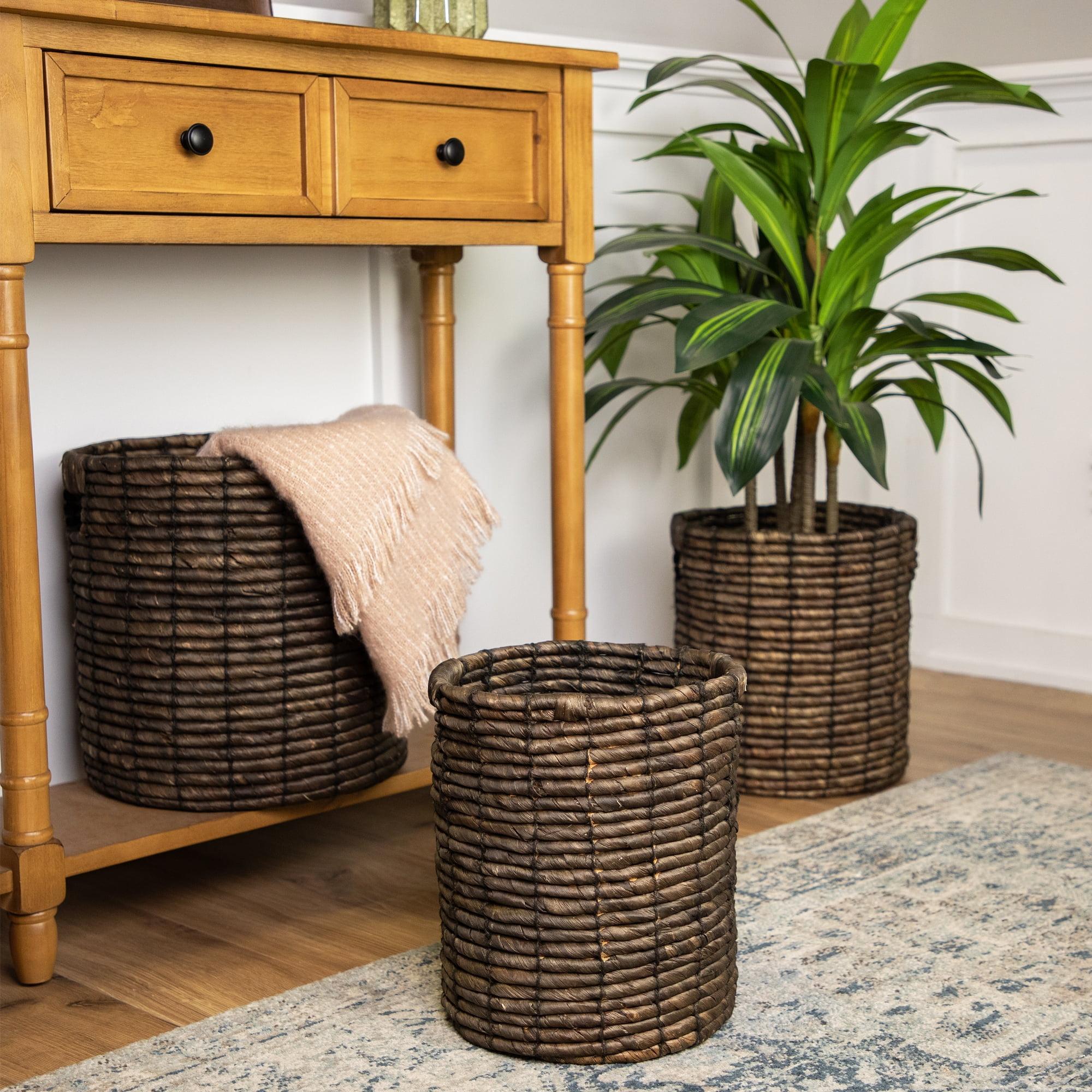 Northlight Seasonal Natural Woven Table and Floor Cylindrical Seagrass Baskets