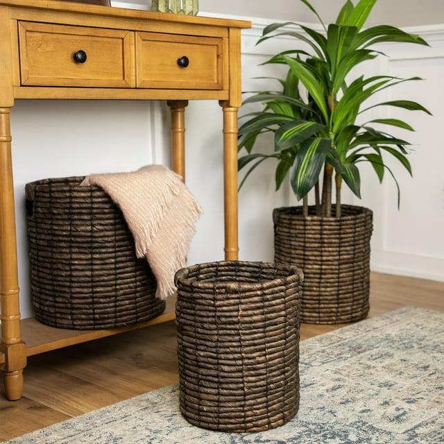 Northlight Seasonal Natural Woven Table and Floor Cylindrical Seagrass Baskets