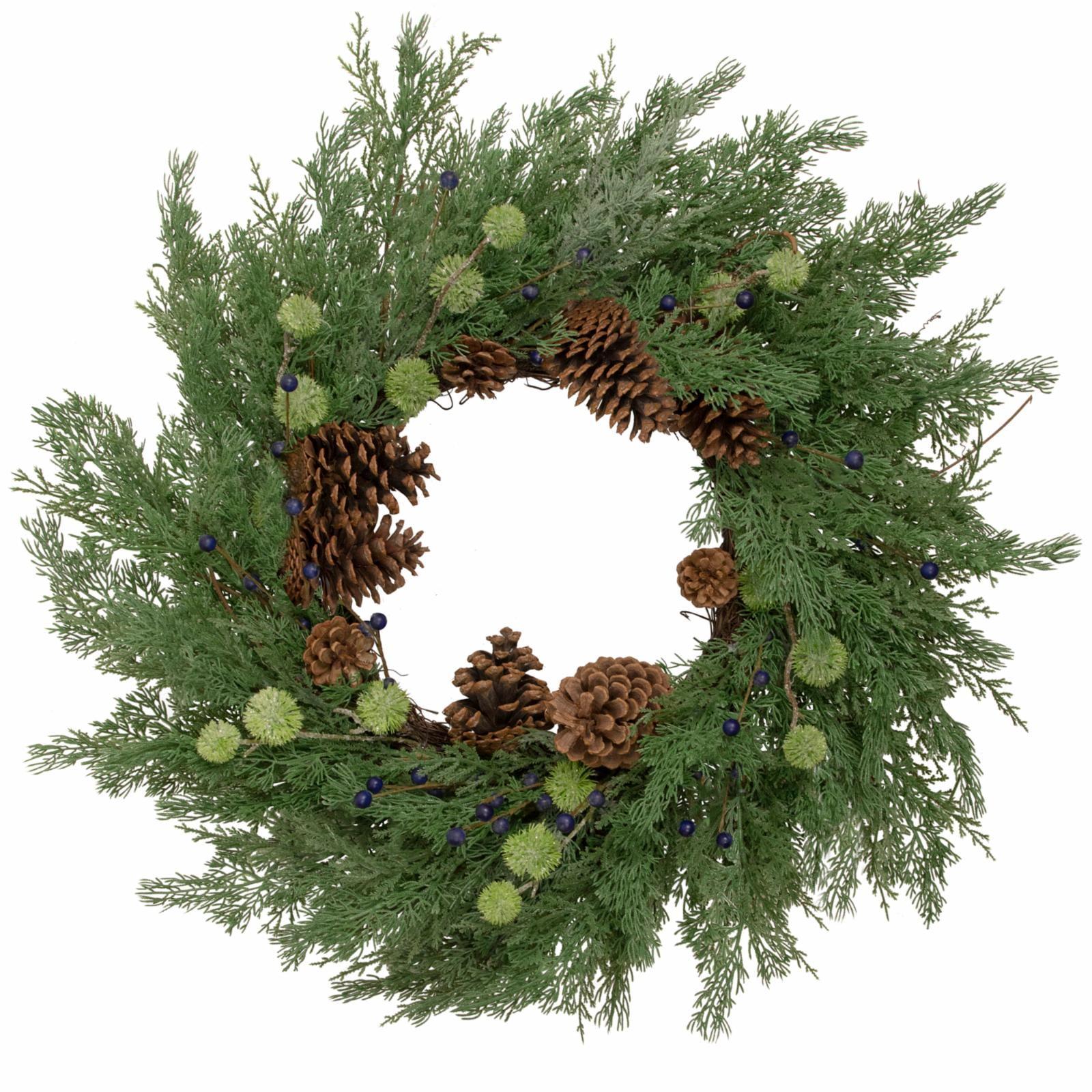 Pinecone and Blueberry 28-Inch Artificial Christmas Wreath