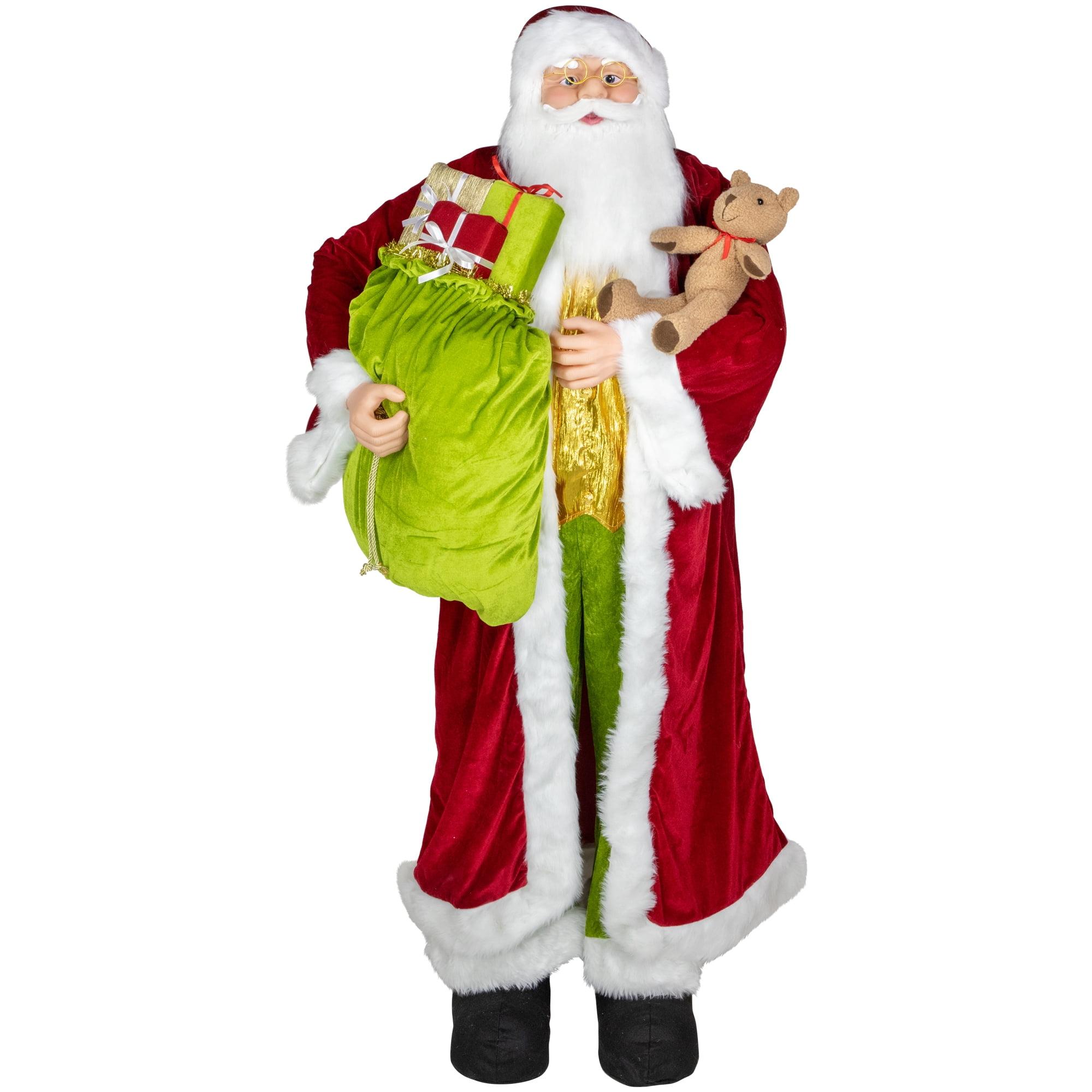 Life-Size Red and Green Metal Santa Claus Figurine