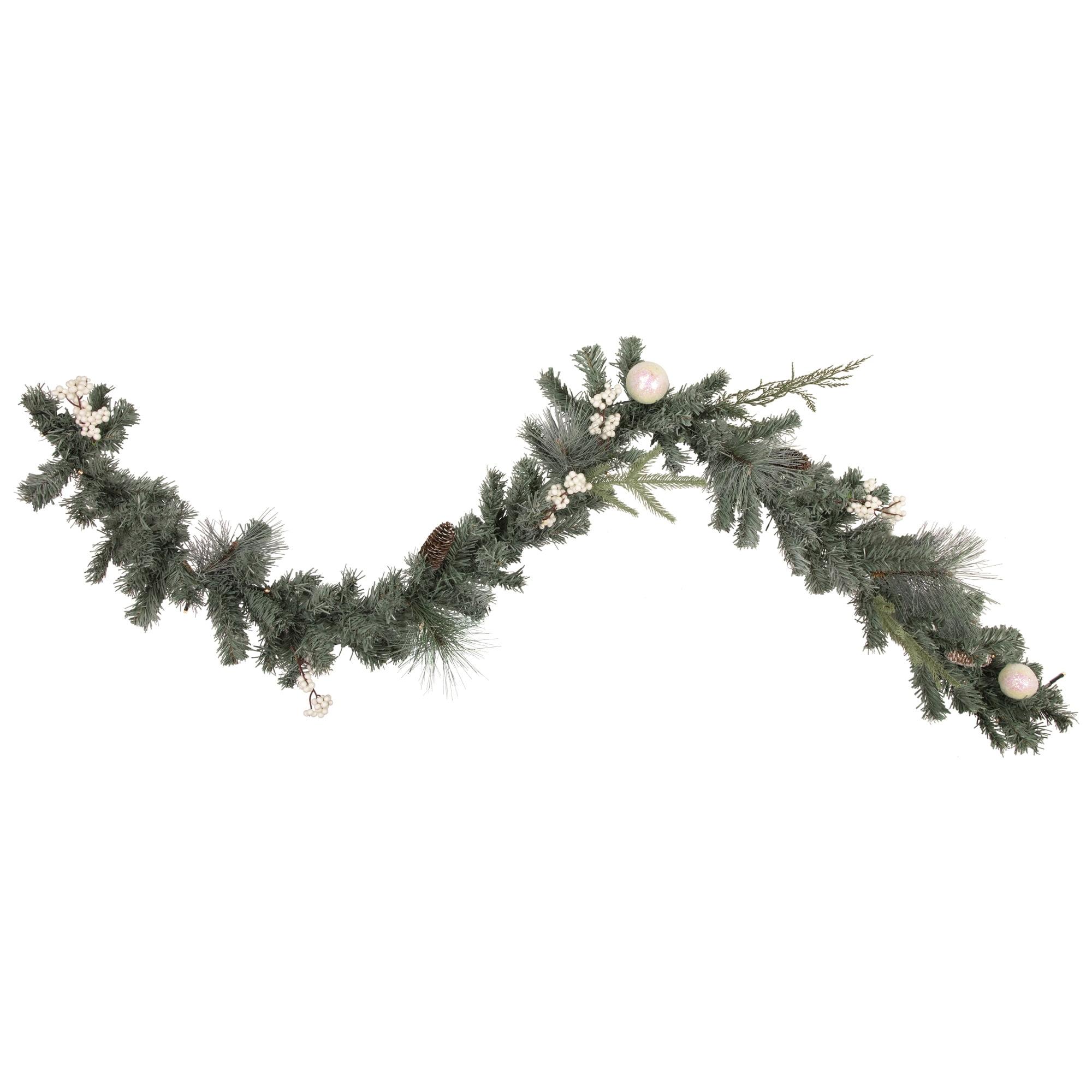 Northlight Pre-Lit LED Mixed Pine and Berries B/O Christmas Garland - 6' x 12" - Warm White Lights