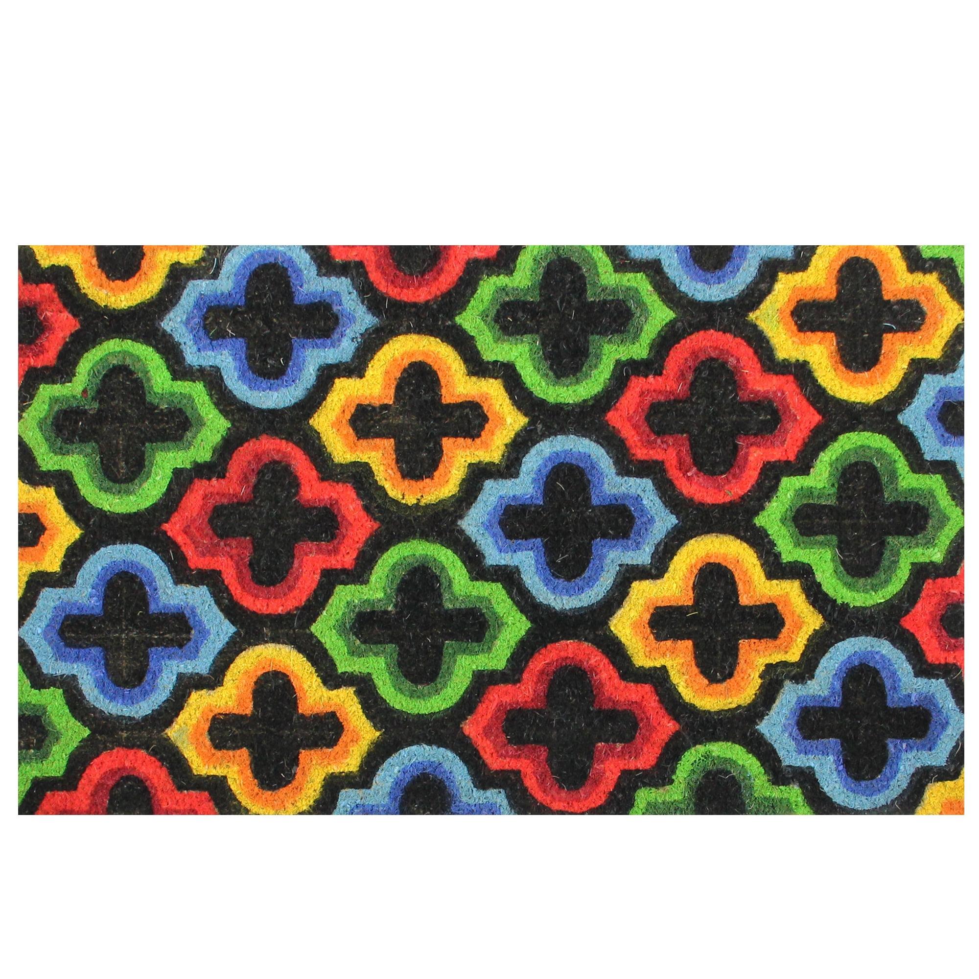 Retro Multicolor Coir Outdoor Doormat with Rubber Backing