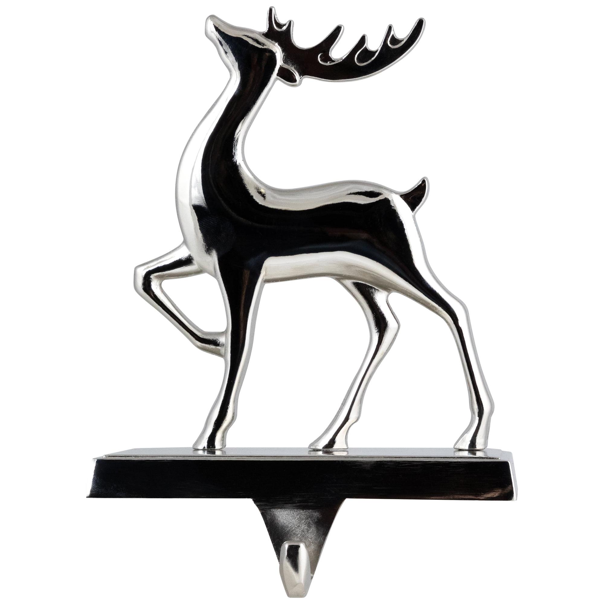 Silver Metal Reindeer Christmas Stocking Holder