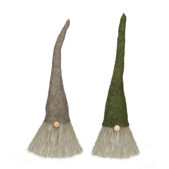 Northlight Christmas Gnome with Pointy Hat Figures - 10.5" - Green and Brown - Set of 2