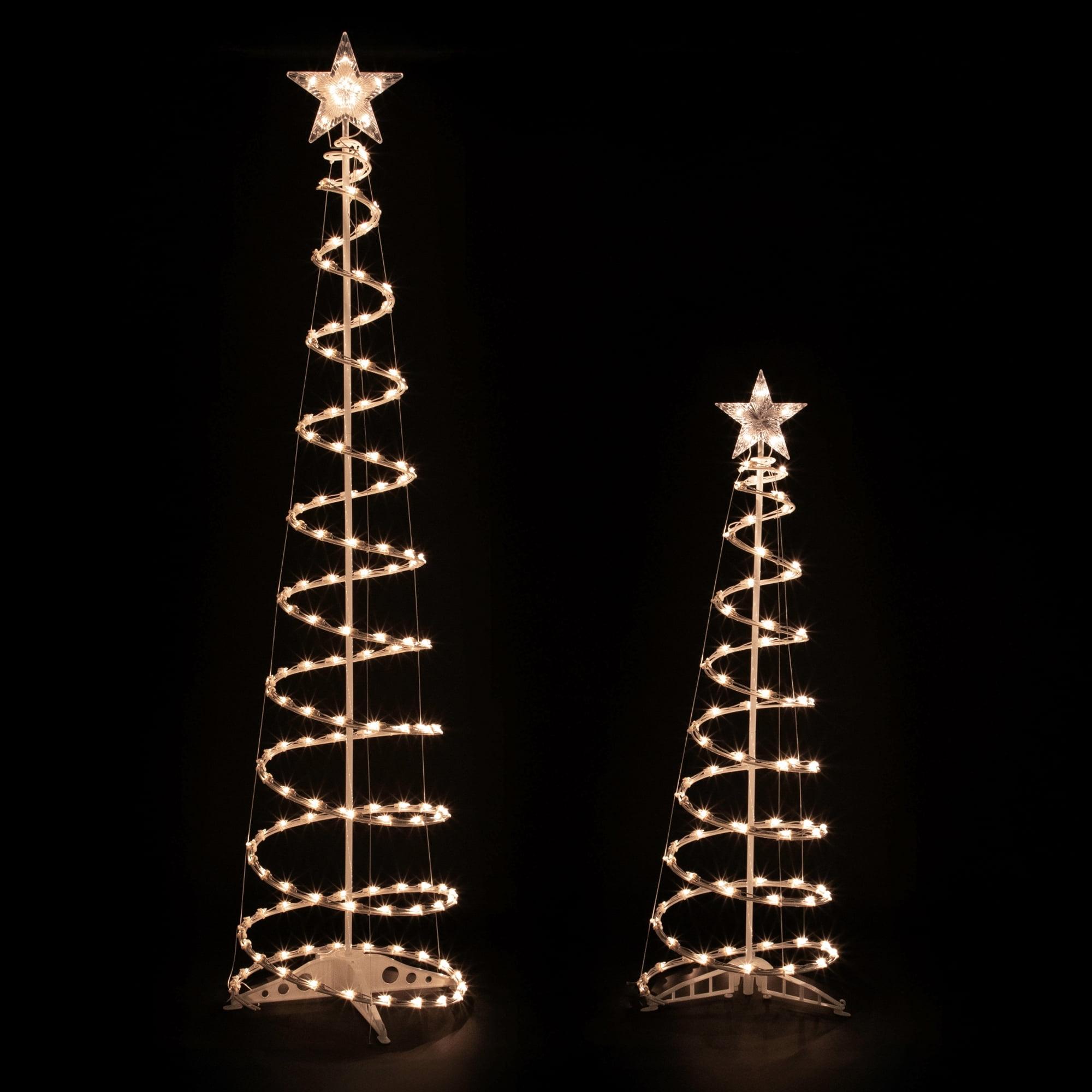 Northlight Set of 2 Lighted Clear Outdoor Spiral Christmas Cone Trees 4', 6'