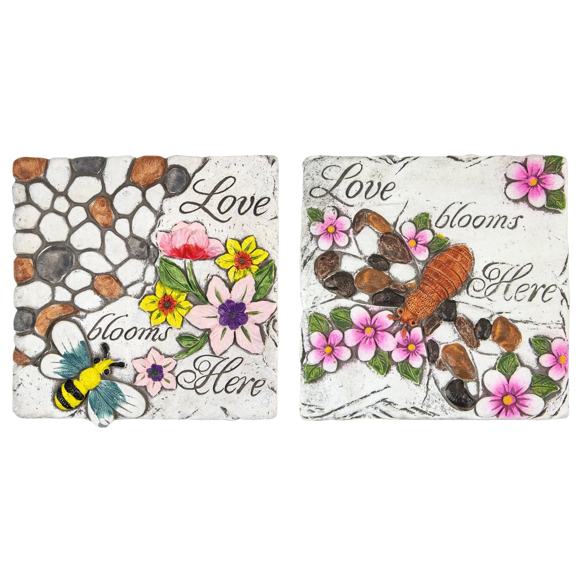 Northlight Seasonal Love Blooms Here' Floral Outdoor Garden Stones