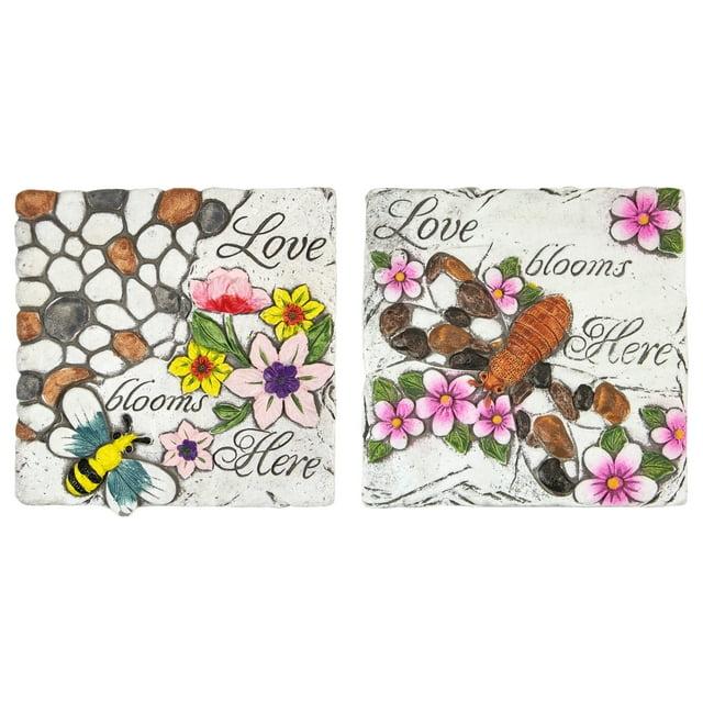Northlight Seasonal Love Blooms Here' Floral Outdoor Garden Stones