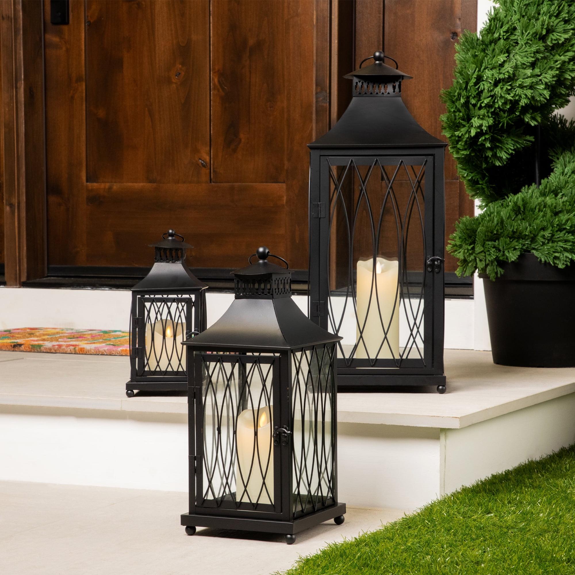 Melrose Traditional Black Metal Lantern (Set of 3)