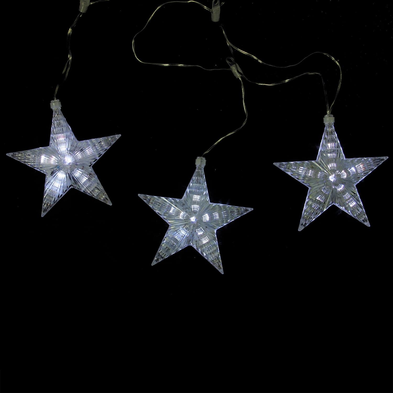 Northlight Cascading Star Christmas Lights - White - 3.5' Clear Wire - 3ct