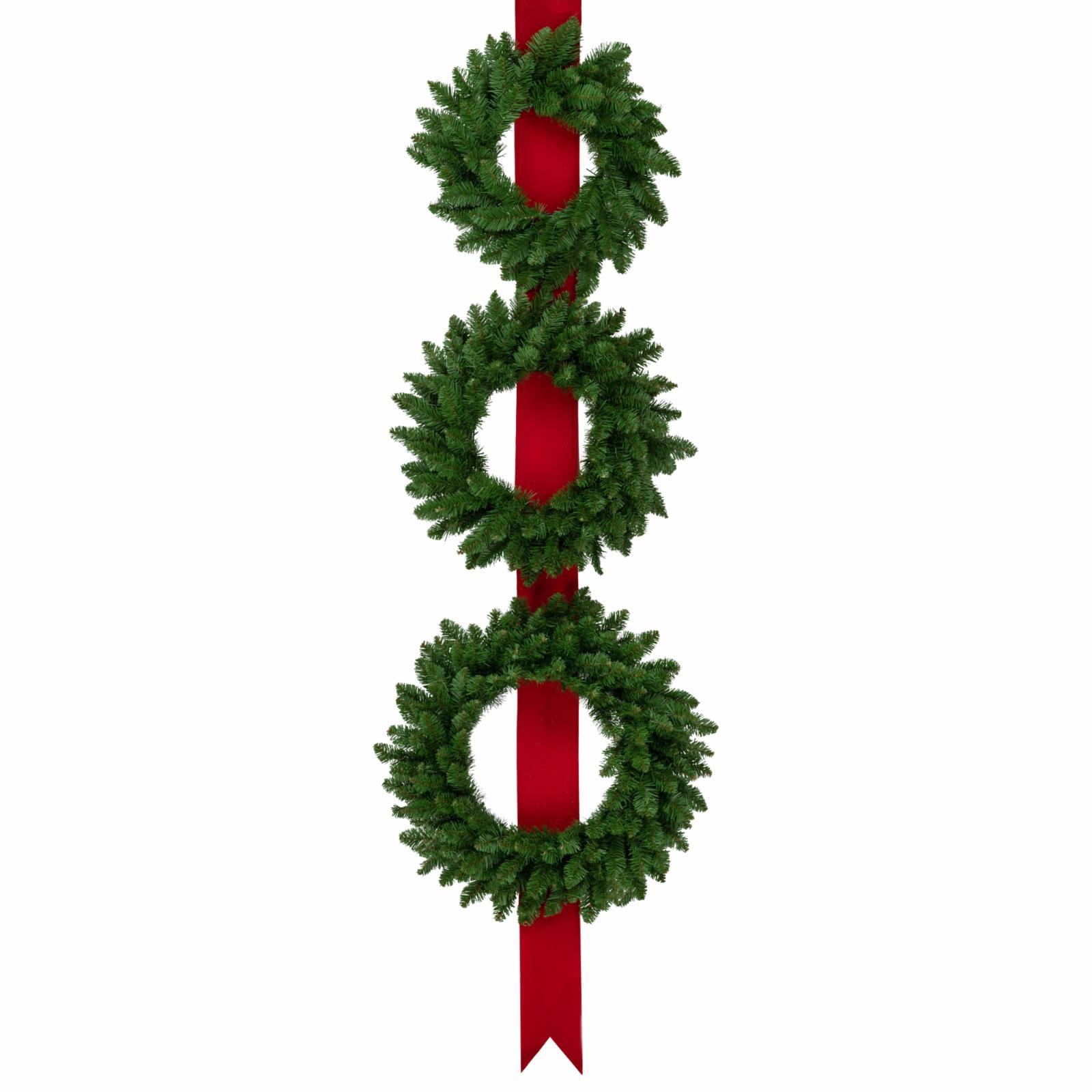 Northlight Seasonal Wreaths on Red Ribbon Hanging Christmas Decoration