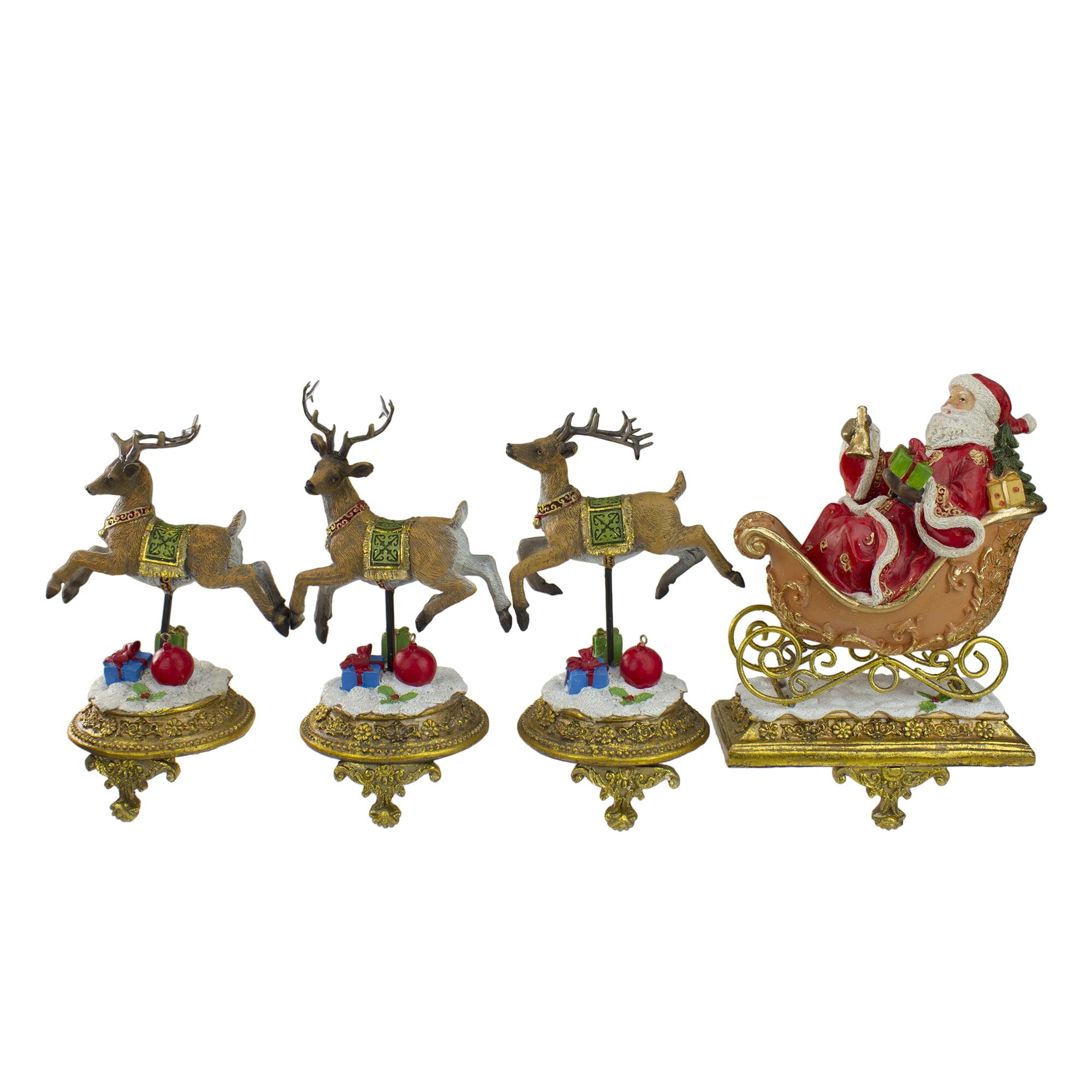 Northlight Santa and Reindeer Christmas Stocking Holders - 9.5" - Set of 4