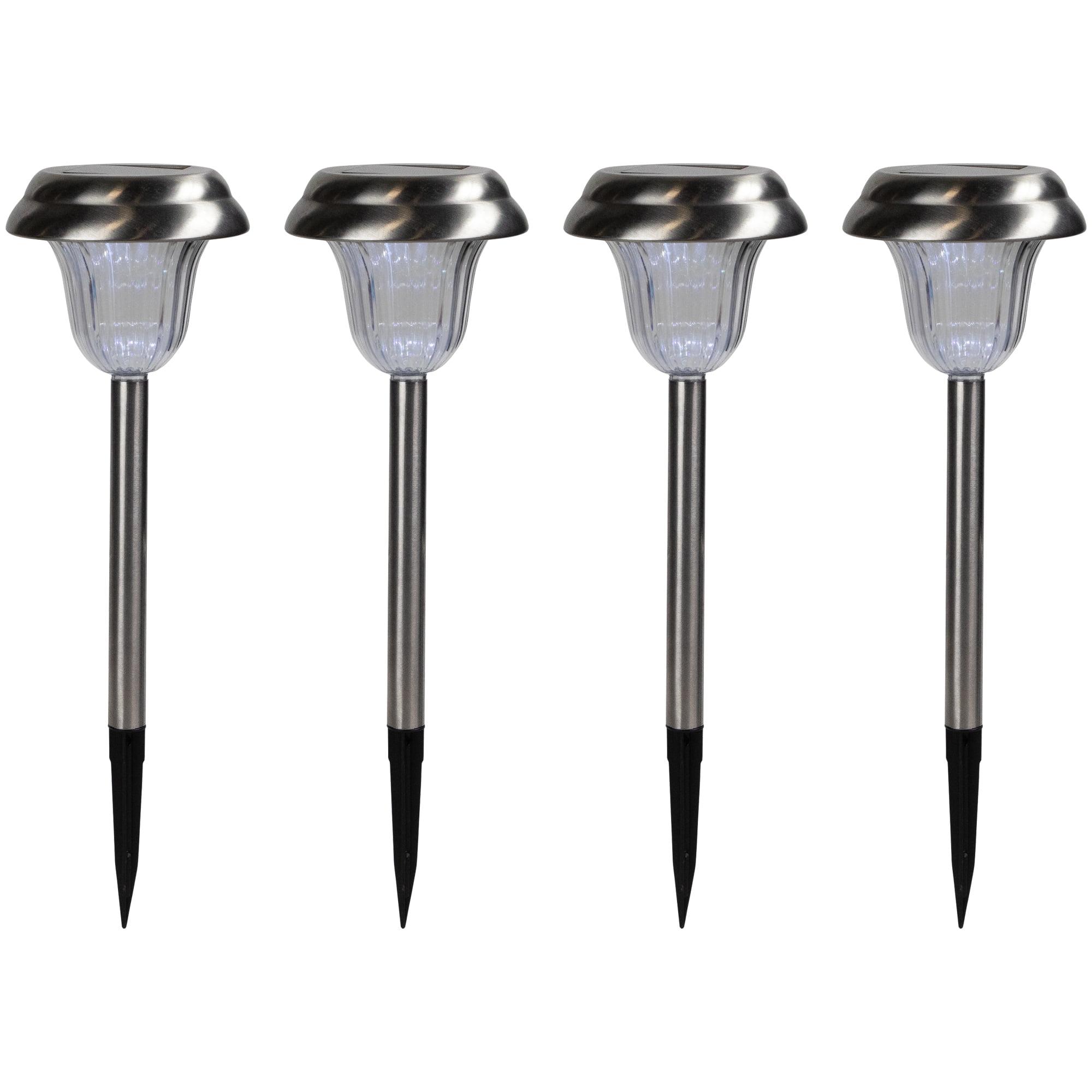 Shenzhen Jinhongxiang Energy Technology Co., Ltd 4pcs Solar Powered Stainless Steel Warm White/rgb Color-changing Garden Lawn Lights, Outdoor Waterproof Led Yard Stakes Landscape Pathway Walkway Decorative Lights, Light Sensing Automatic Switch