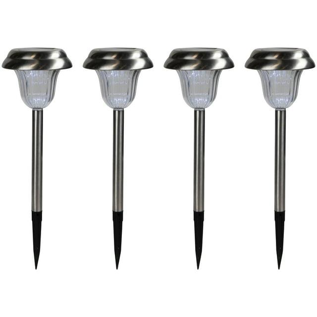 Shenzhen Jinhongxiang Energy Technology Co., Ltd 4pcs Solar Powered Stainless Steel Warm White/rgb Color-changing Garden Lawn Lights, Outdoor Waterproof Led Yard Stakes Landscape Pathway Walkway Decorative Lights, Light Sensing Automatic Switch