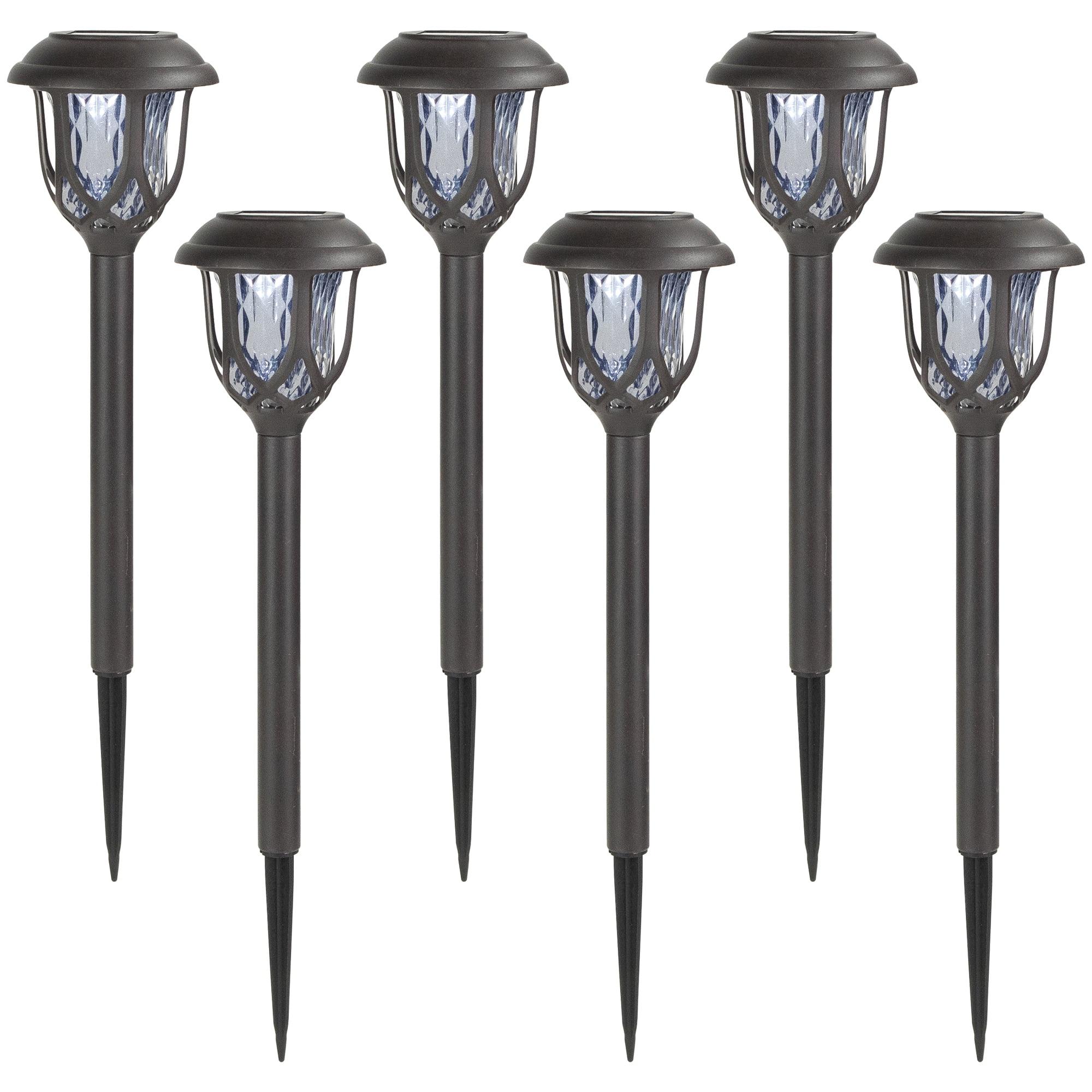 Set of 6 Black Lantern Style Solar LED Pathway Markers