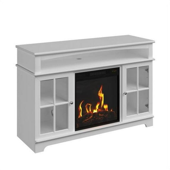TV Stand with Electric Fireplace Fits TVs up to 50-Inches - Media Console with Storage Cabinet, Adjustable Heat, and LED Flames by Northwest (White)