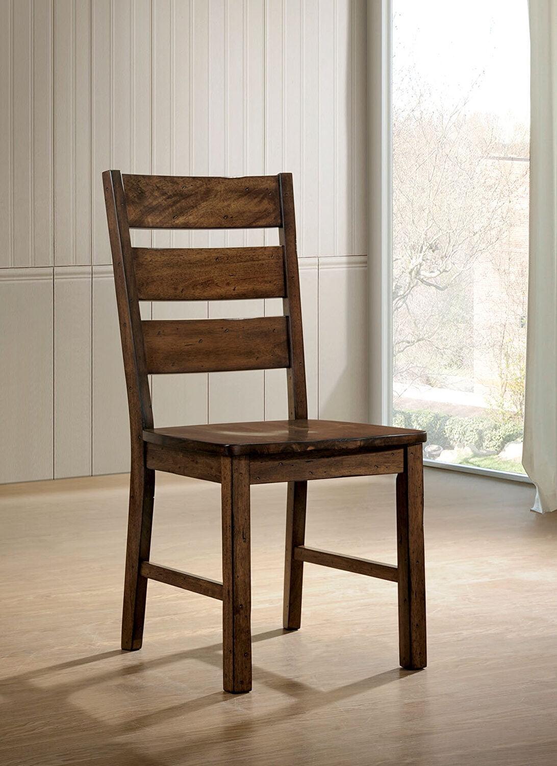 Brown Solid Wood Ladderback Side Chair Set