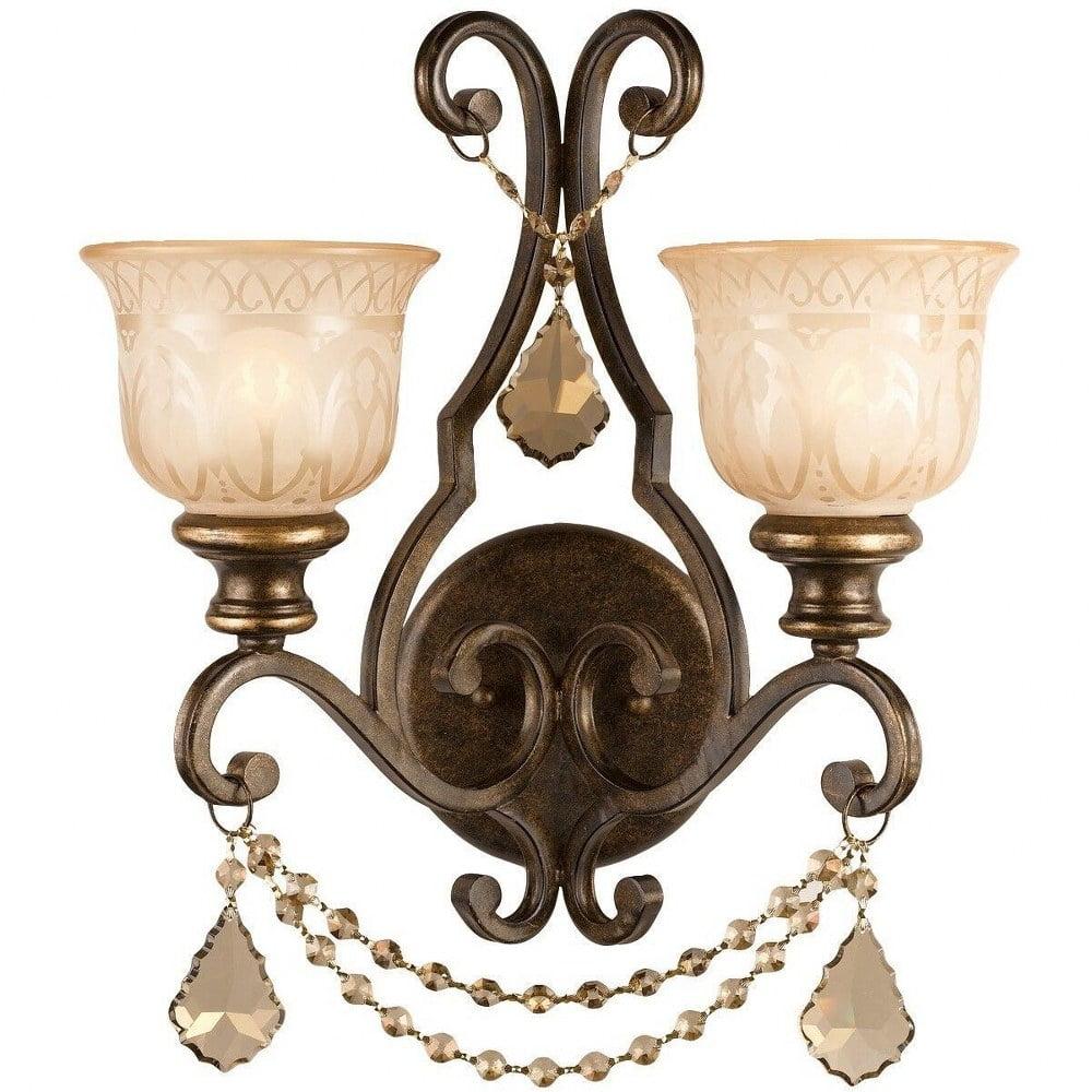 Norwalk Bronze Umber 2-Light Sconce with Amber Glass Shades