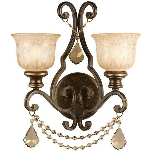7502-BU-GT-MWP-Crystorama Lighting-Norwalk - Two Light Wall Sconce-Bronze Umber Finish-Hand Cut Crystal Type-Golden Teak Crystal Color