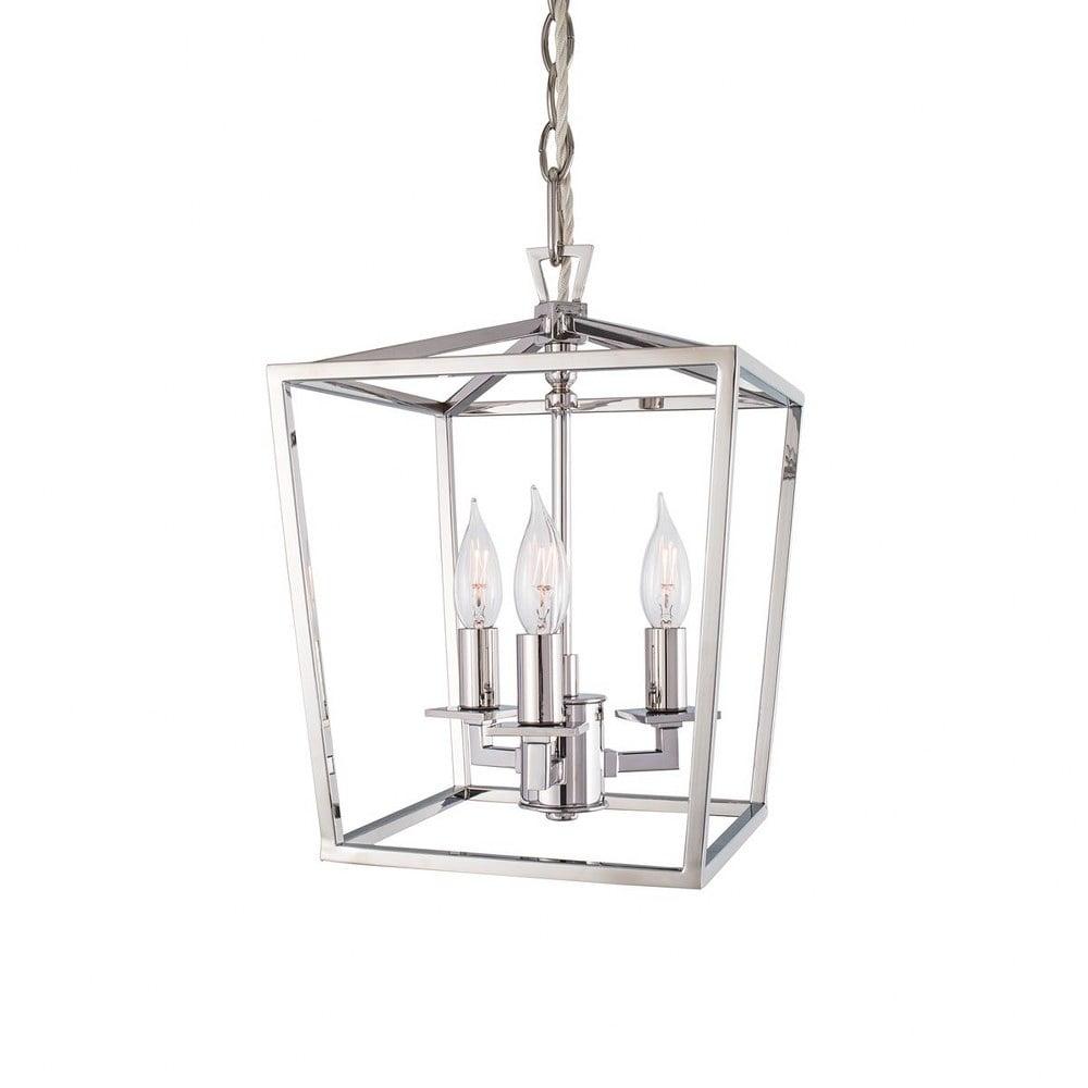 Norwell 14" Polished Nickel 3-Light Mini Cage Pendant