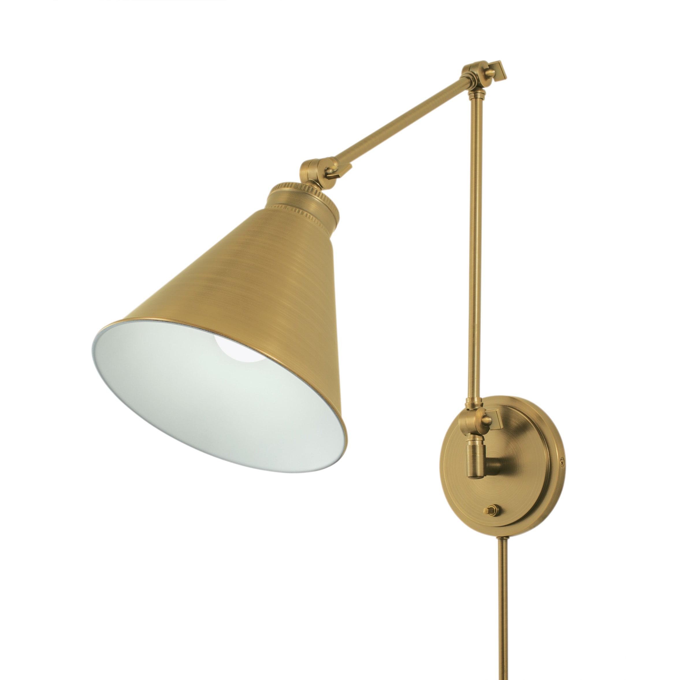 Aidan Aged Brass Adjustable Swing Arm Wall Sconce, 18.5" Height