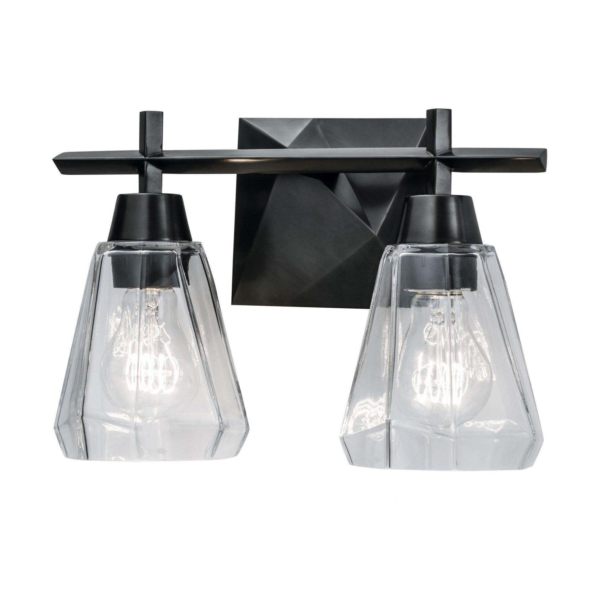 8282-ADB-CL-Norwell Lighting-Arctic - 2 Light Bath Vanity In Contemporary Style-8.5 Inches Tall and 12.5 Inches Wide-Acid Dipped Black Finish