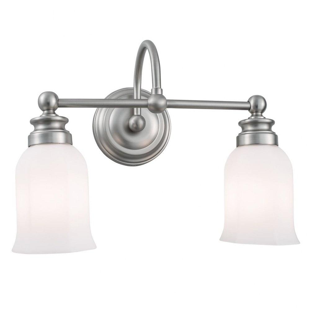 Emily Brushed Nickel 2-Light Dimmable Wall Sconce with Opal Glass