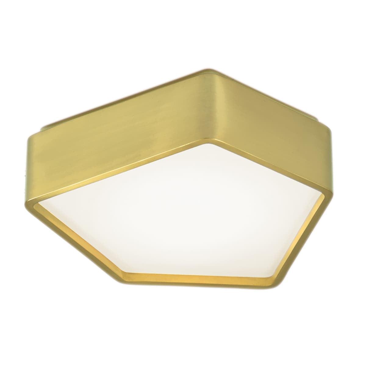 Satin Brass Contemporary LED Flush Mount with Opal Glass Shade