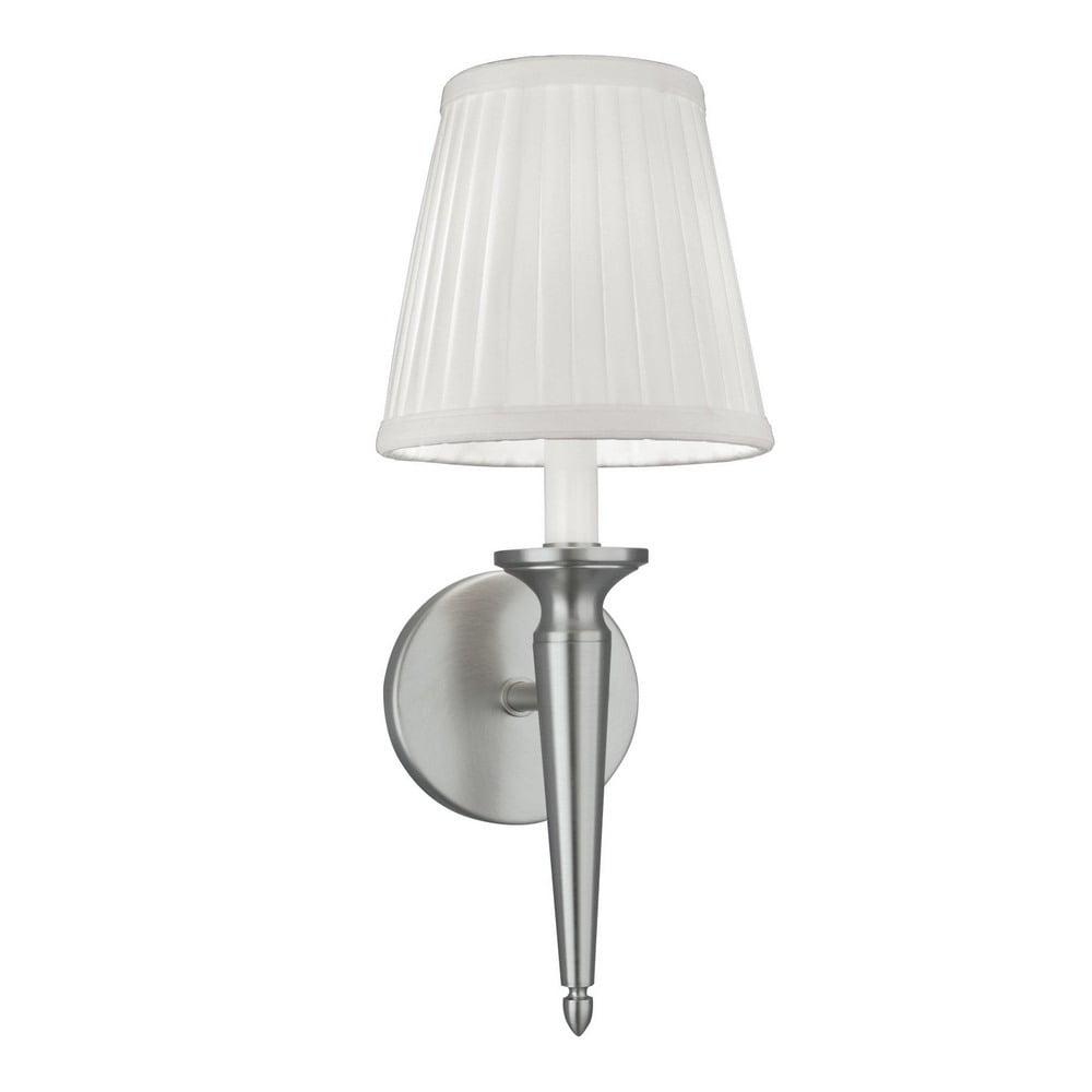 Georgetown Neoclassical Brush Nickel 14.5" Wall Sconce with White Fabric Shade