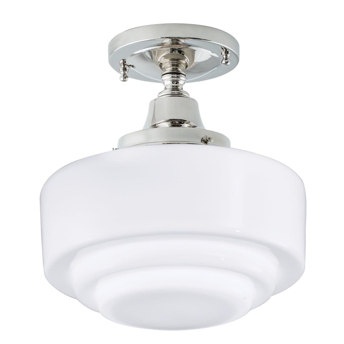 Classic Stepped Glass 9.5" Flush Mount in Polished Nickel