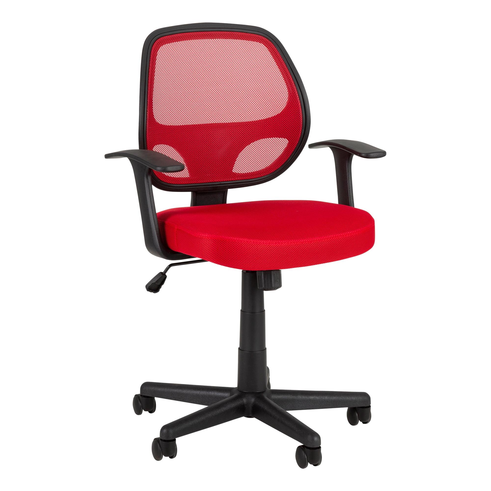 Red Mesh Mid-Back Office Chair with Adjustable Arms