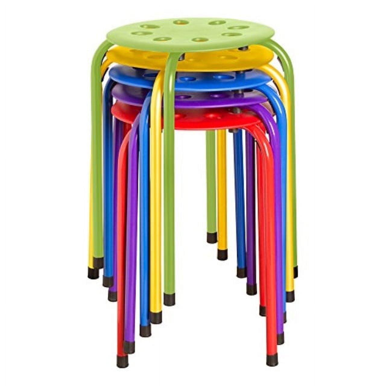 Assorted Color Plastic Stacking Classroom Stool (Set of 5)