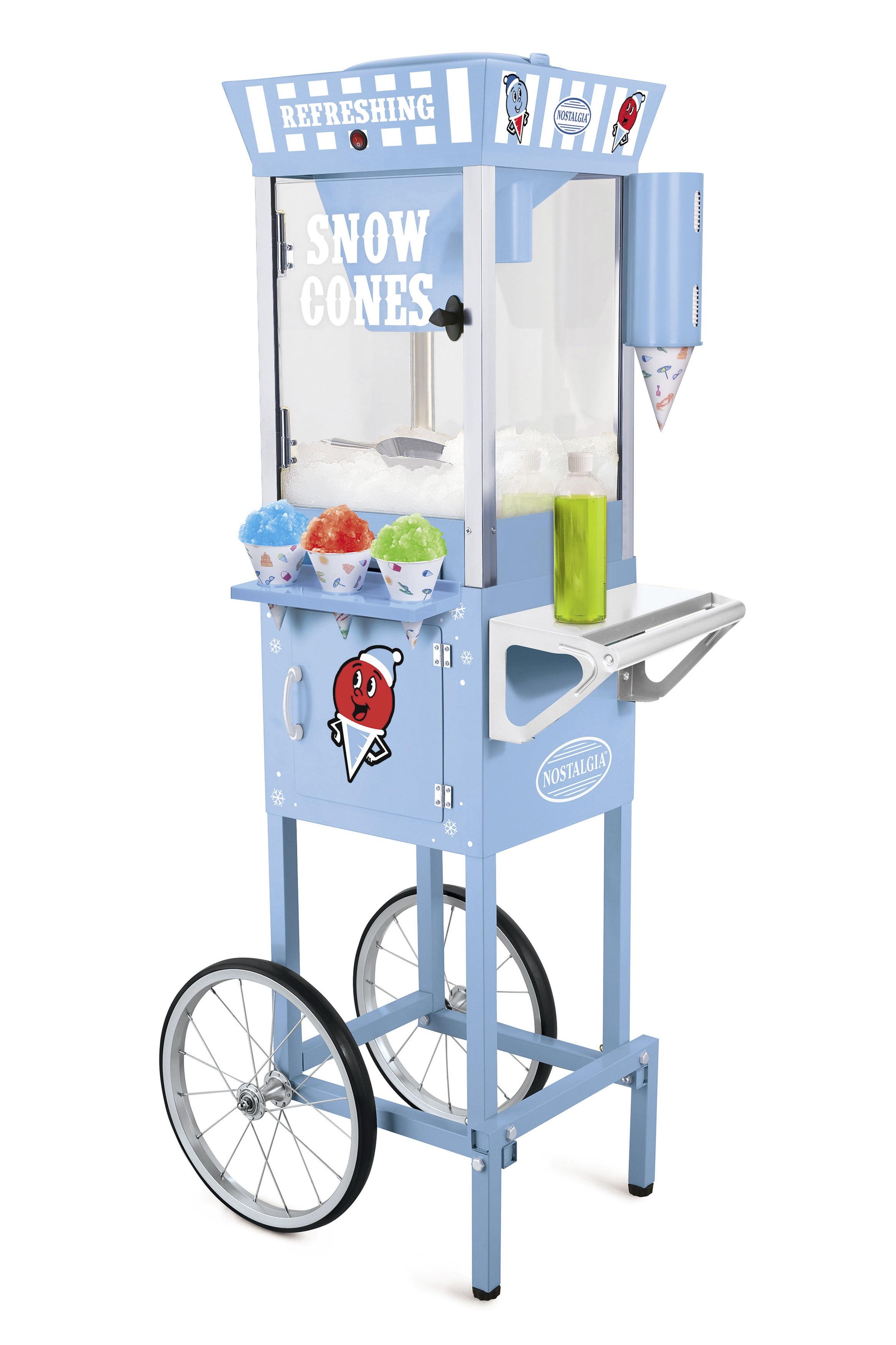 Nostalgia Nostalgia 54-Inch Tall Snow Cone Cart, Makes 72 Icy Treats, Includes Metal Scoop, 2 Syrup Bottles, 100 Paper Cups/Spoons, Storage Compartment, Wheels For Easy Mobility