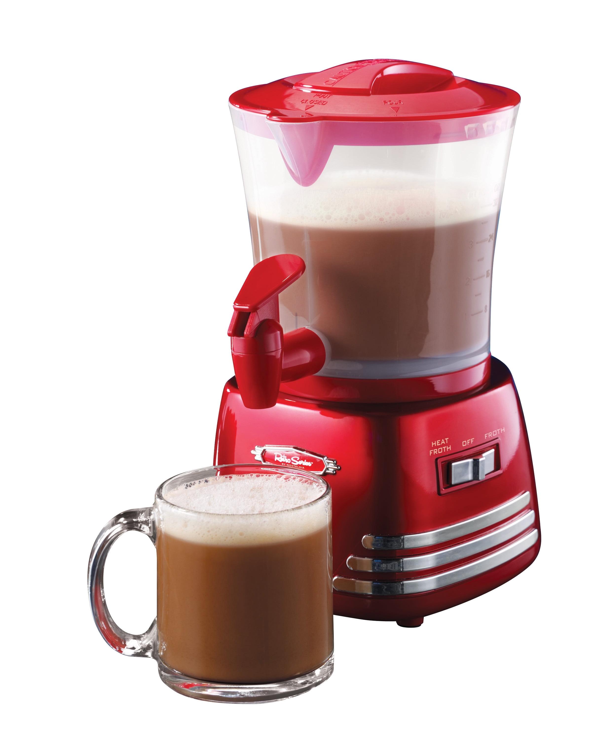 Nostalgia Retro 32-Ounce Hot Chocolate, Milk Frother, Cappuccino, Mocha, Latte Maker and Dispenser