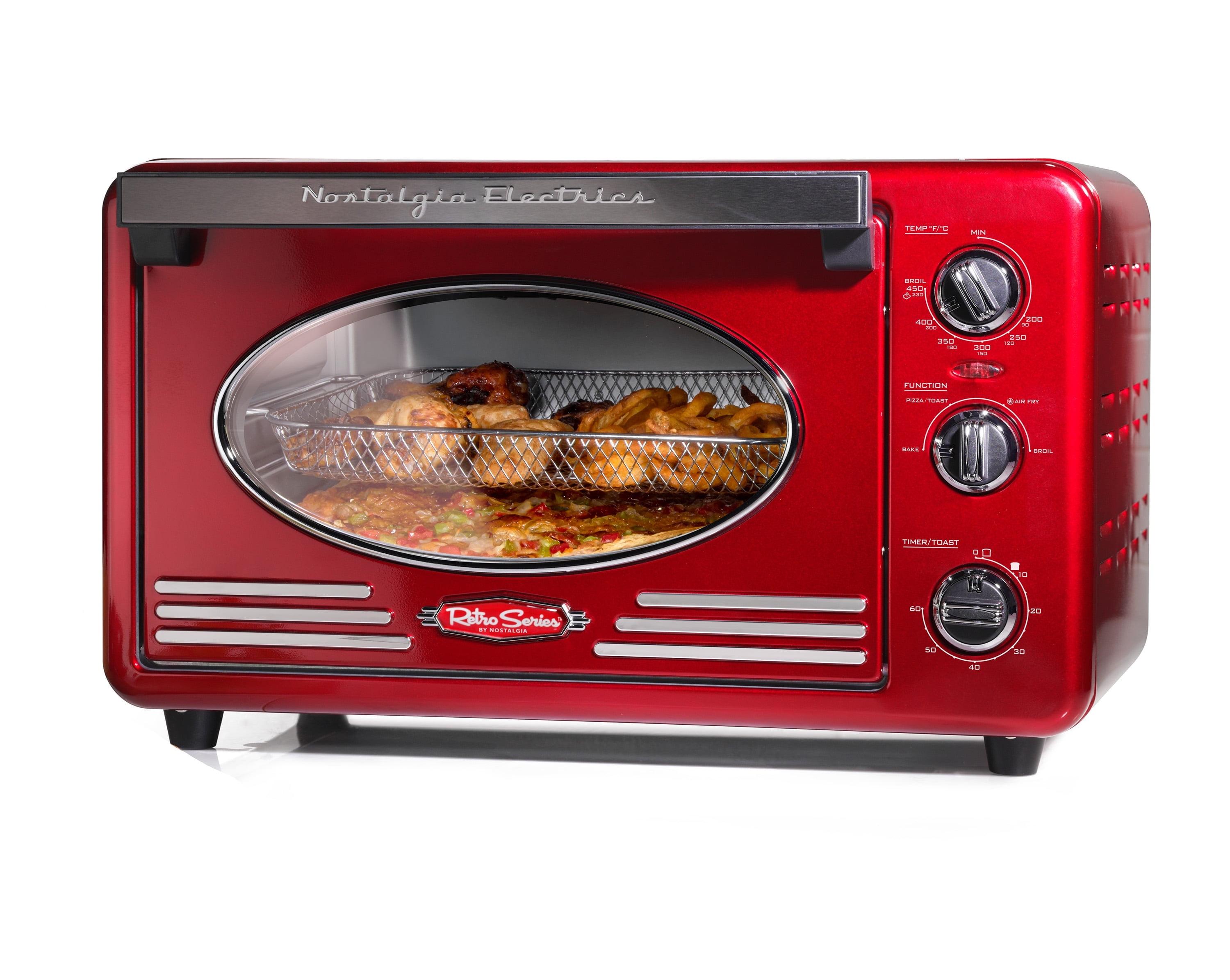 Nostalgia Nostalgia Large-Capacity 0.7-Cu. Ft. Capacity Multi-Functioning Retro Air Fryer Toaster Oven, Fits 12 Slices of Bread and Two 12-Inch Pizzas, Built In Timer, Includes Baking Pan, Wire Racks and Crumb Tray
