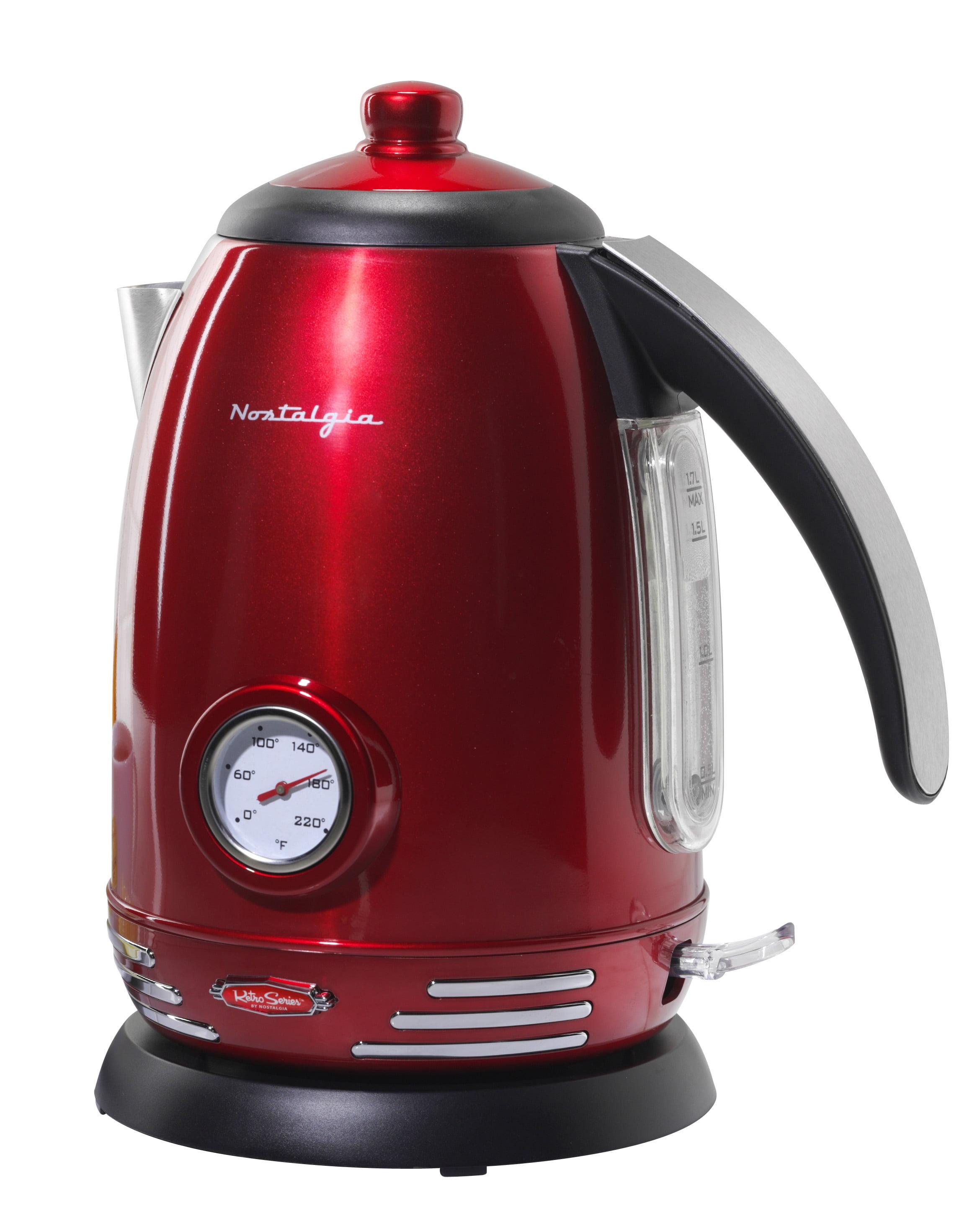 Retro Red Stainless Steel Electric Water Kettle with Thermostat