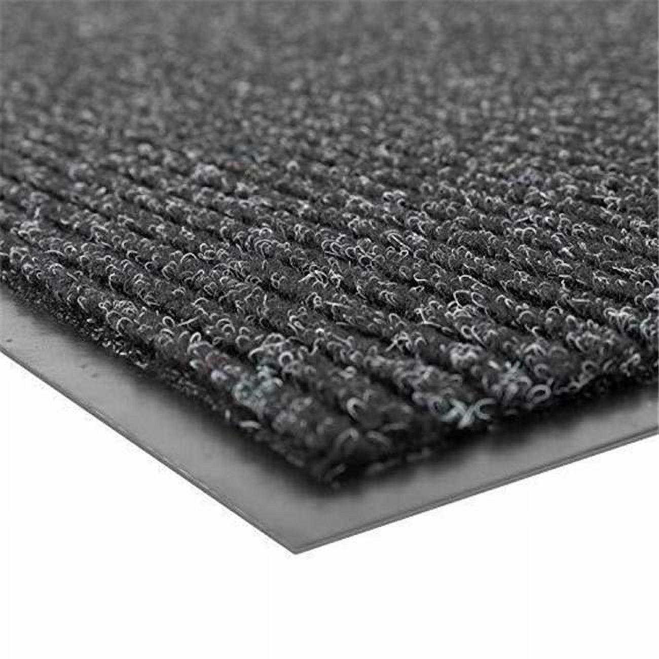 Charcoal Polypropylene 4' x 8' Ribbed Entrance Mat for Indoor Use