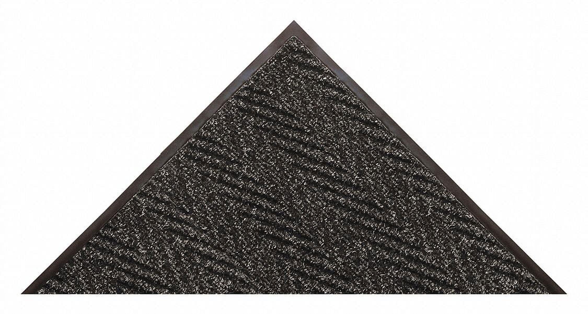 Chevron Charm Heavy-Duty Vinyl-Backed Black Entrance Mat, 2' x 3'