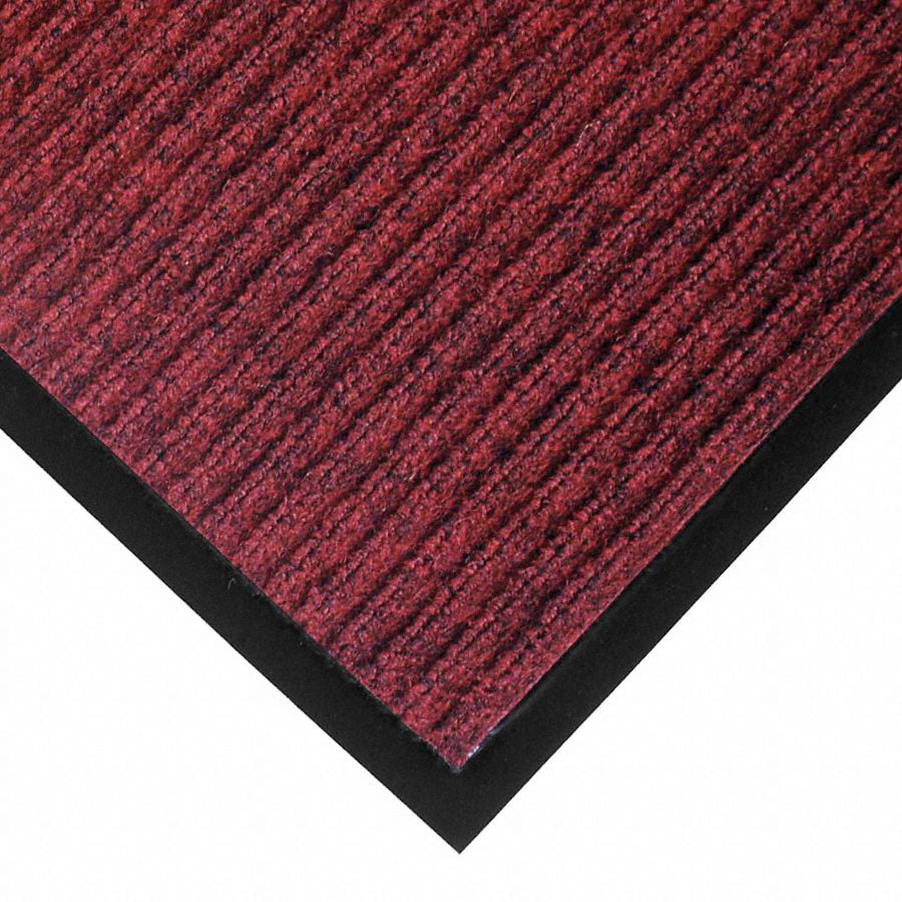 Heritage Ribbed Vinyl-Backed Outdoor Entrance Mat, 3' x 10', Red/Black