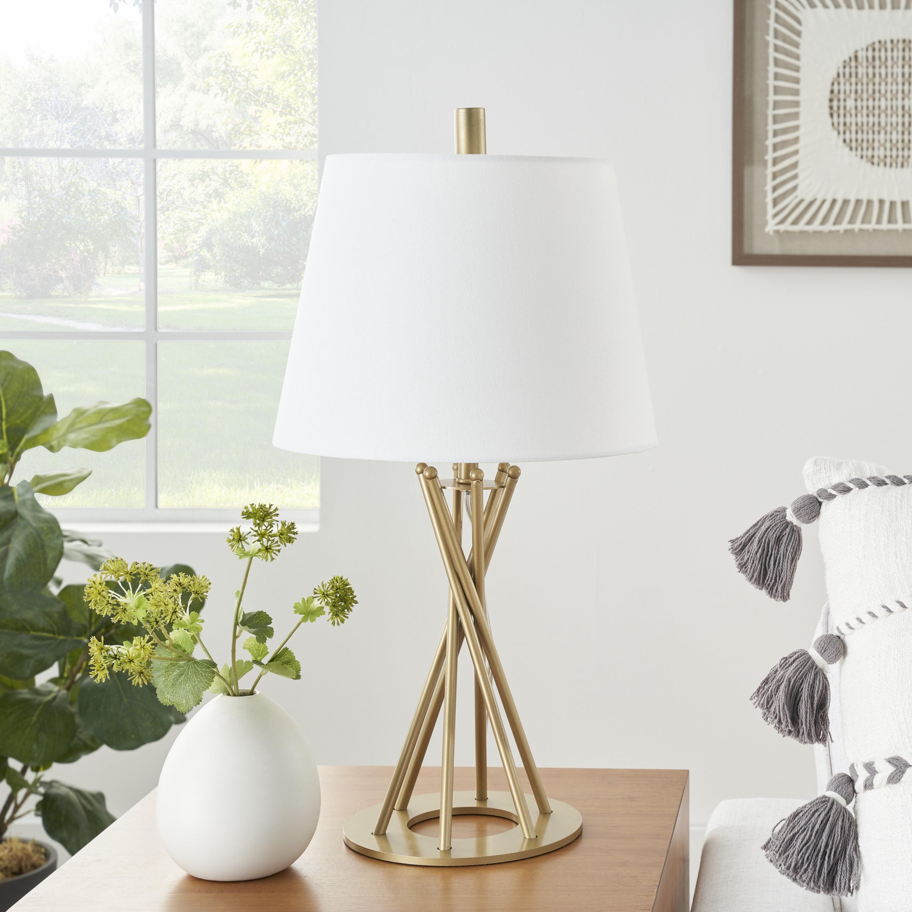 23" Elegant Gold Metal Twist Table Lamp with White Shade