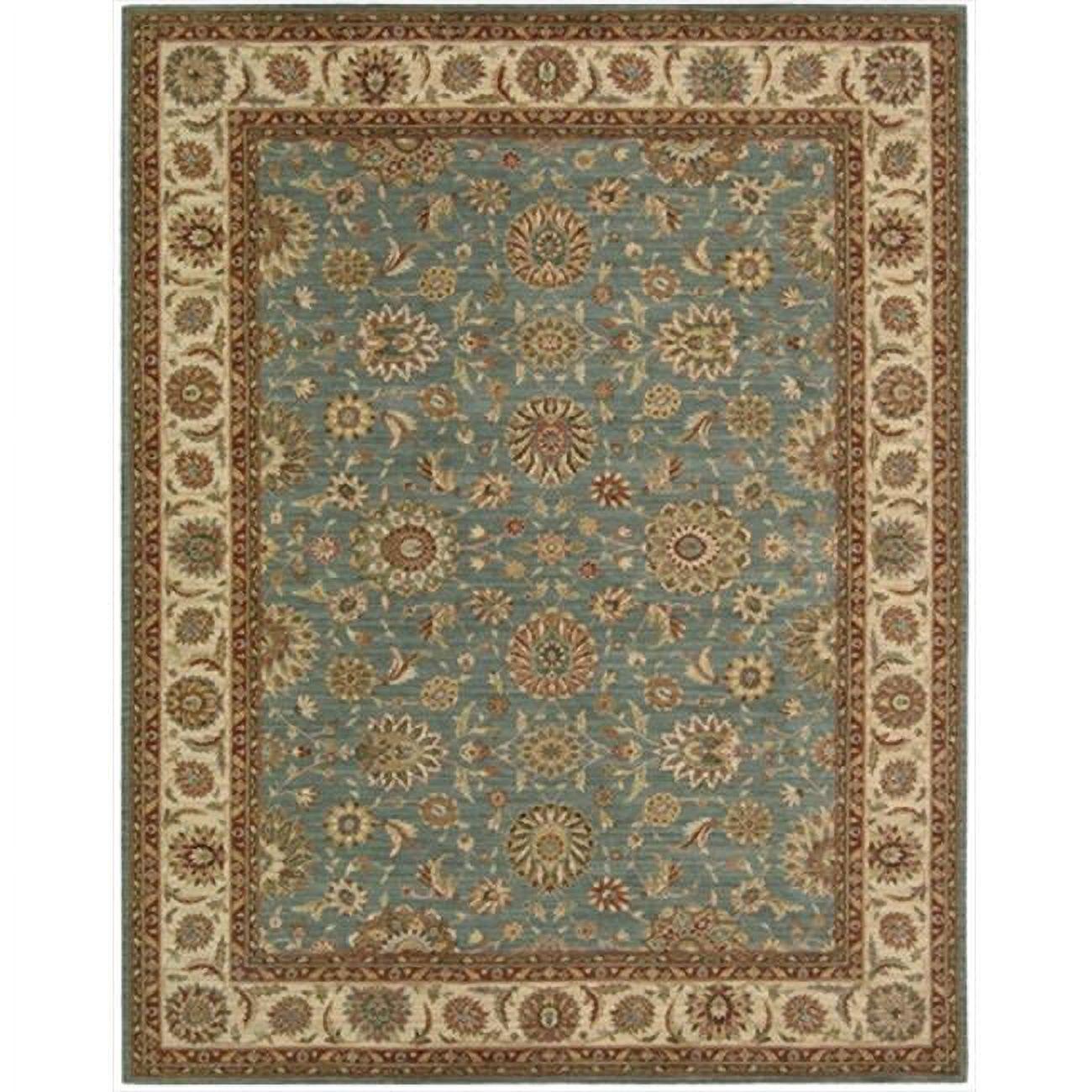 Aqua Floral Motif Traditional Wool Area Rug 2'6" x 4'3"