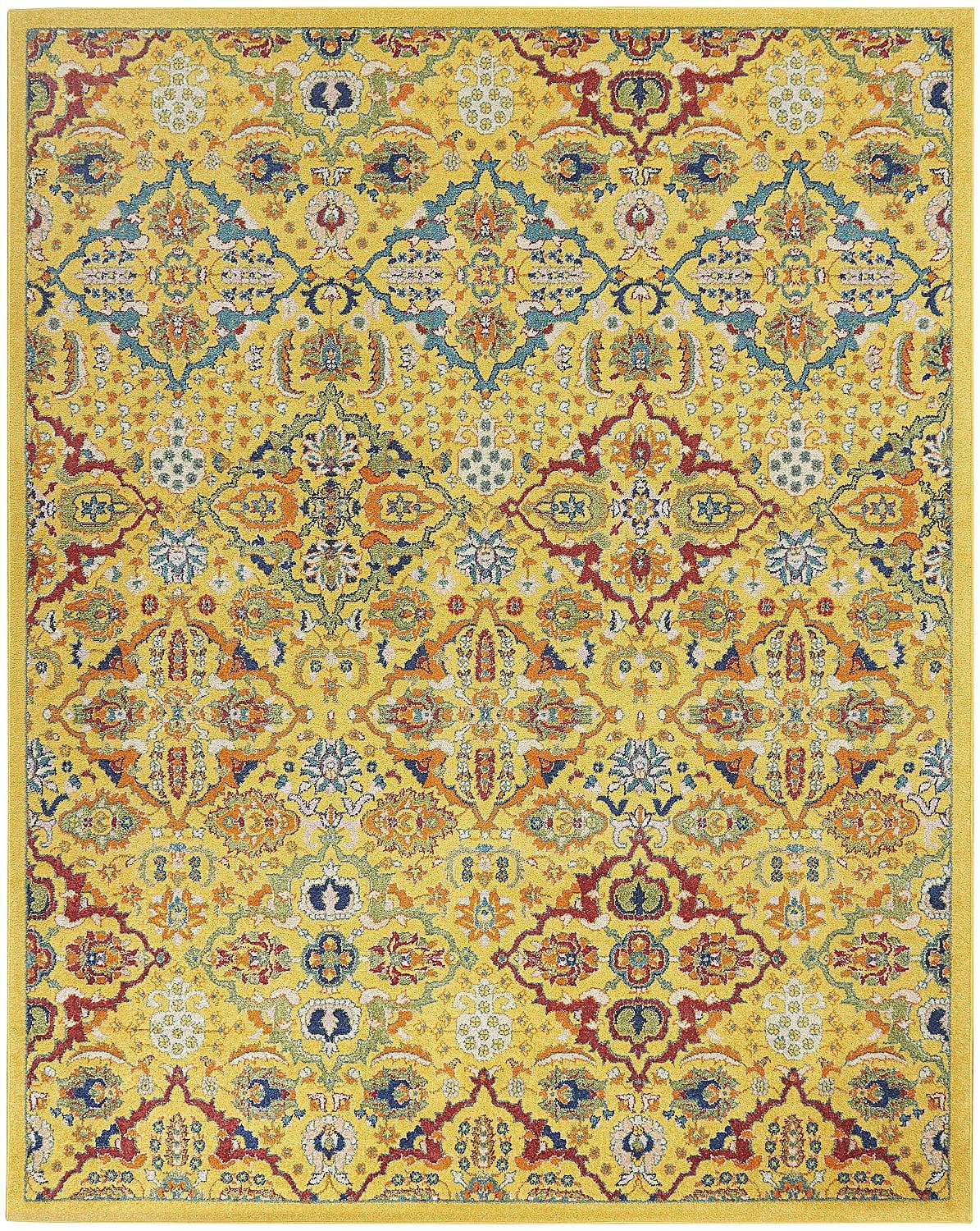 Bohemian Bliss Yellow Floral Synthetic 7' x 10' Area Rug