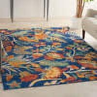 Nourison Allur Botanical Indoor Area Rug Navy Multicolor 5'3" x 7'3"