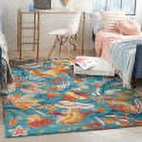 Nourison Allur Botanical Indoor Area Rug Turquoise Multicolor 5'3" x 7'3"
